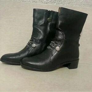 Vintage Panema Black Leather Boots with Charms made in Brazil